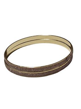 Retro Glittery Bangle Bracelets Gold Tone Set Of 2 80s Fashion Jewelry Women